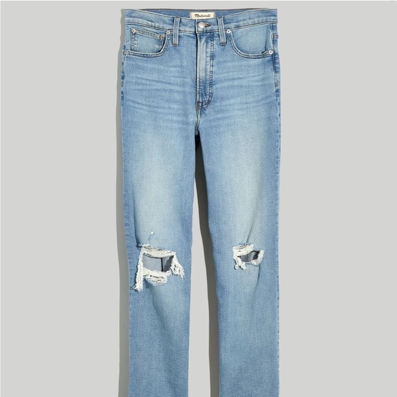 Madewell The Perfect Vintage Straight Jean in Danby Wash: Knee-Rip Edition 26 - Picture 2 of 8